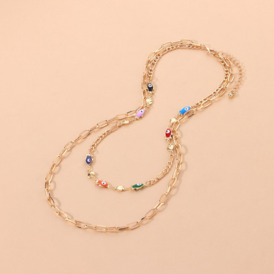 DESTINY JEWEL'S Gold Plated Evil Eyes & Fish Decor Charm Layered Necklace For Women & Girls Gold-plated Plated Alloy Necklace