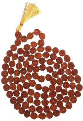 DvR ClicK Spherulemuster Rudraksha 5 Mukhi with Kanti Mala (10 mm) Brass Plated Wood Chain