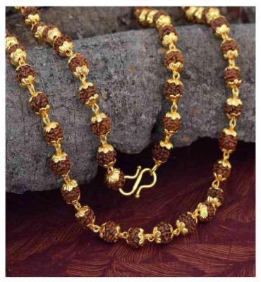 SHREE EXIM Spiritual Shiva Rudraksha Mala(24 Inch) 54 rudraksha beads Premium Gold-plated, Brass Plated Copper Chain