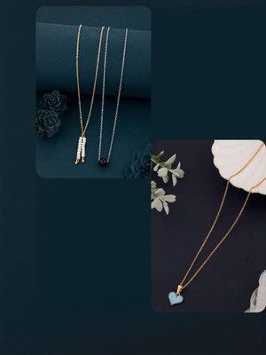 Dressberry PACK OF 3 NECKLACE CHAIN FOR WOMEN AND GIRLS Gold-plated Plated Brass Necklace Set