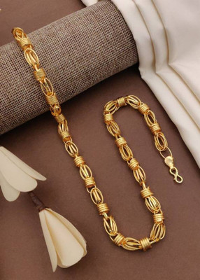 Ganicha 1 gram High Quality Indian Polished “20” Inches Gold Chain for Men and boy Gold-plated Plated Alloy Chain