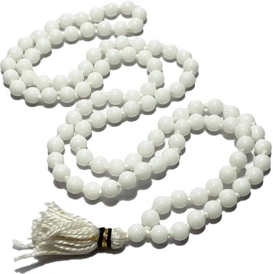 Shivalays White Hakik Mala 108 Beads (Agate) Size 8 MM Agate Stone Necklace