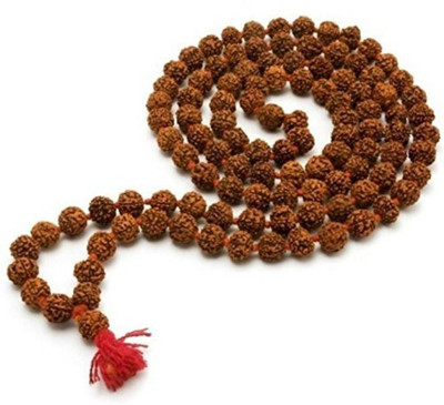 shukrana Blessings Hub 5 Mukhi 108 Beads Rudraksha Mala for Mantra Jaap Brass Necklace