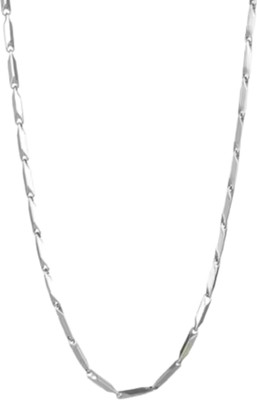 FOGGMART Rice Thin Chain Necklace for Men Women, Silver Color, Non-Adjustable, Rust-Free Silver Plated Metal, Stainless Steel Chain