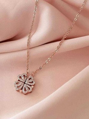 ZMS Radiant Clover Pendant Necklace – A Symbol of Grace and Good Fortune Cubic Zirconia Gold-plated Plated Alloy Necklace