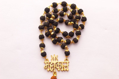 Anandam Om Trishul Locket with Gold Plated Cap Rudraksha Mala With Mahakal Gold-plated Plated Wood Chain