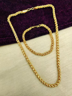 Pihoo Enterprise JAYPURI CHAIN & JAYPURI Bracelet Gold-plated Plated Alloy (COMBO) Cubic Zirconia Gold-plated Plated Alloy Chain Set