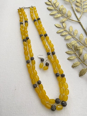 Beaded Stone Gold-plated Yellow Jewellery Set(Pack of 1)