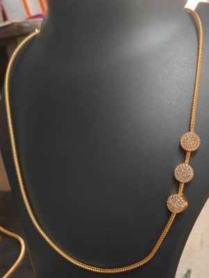 RJ FASHION Mugappu thali chain 24 inch Cubic Zirconia Gold-plated Plated Alloy Chain