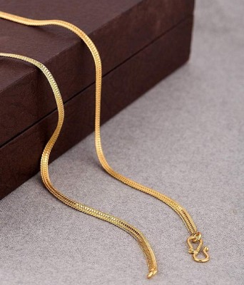 RV jewels 22 inches Neckchain Gold-Plated Flat Chain Fit for Men & Boys Alloy Chain Brass Chain