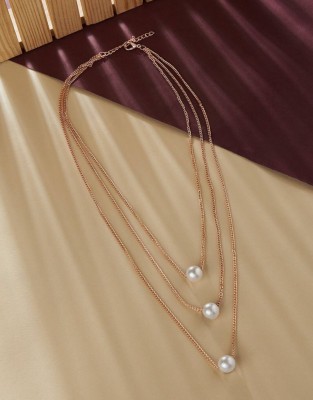 manka fashion Rose Gold plated fancy pearl necklace Pearl Alloy Chain Set