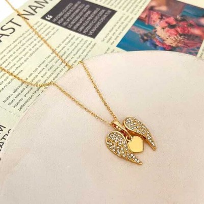 YU Fashions Crystal Gold-plated Plated Stainless Steel Necklace