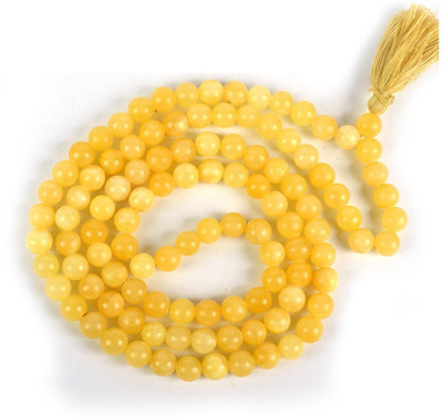 CRYSTU Natural Yellow Aventurine 8 mm 108 Round Beads Jaap Mala/Necklace-81.2 cm Beads, Crystal Crystal Chain