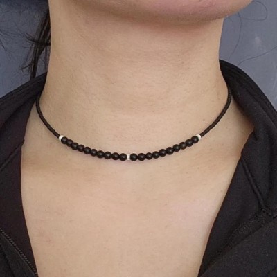 HIGH TRENDZ Trendy Black Choker With Silver Plated Alloy Necklace