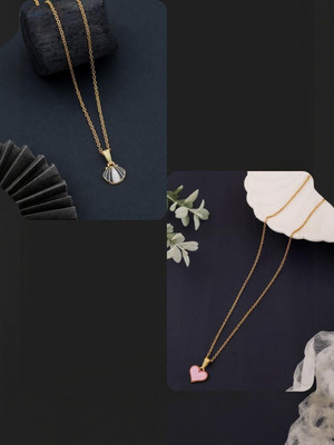 Dressberry SET OF 2 PENDANT CHAIN FOE GIRLS AND WOMEN Gold-plated Plated Brass Necklace Set