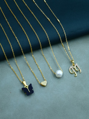 BOGHRA SALES Combo Pack of 4 Necklace Chain for Girls-women Pearl, Diamond Gold-plated Plated Alloy Necklace