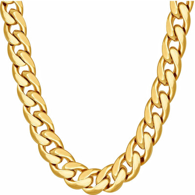 DMJ 20Inch (10MM) (Heavy Quality) Finely Detailed Chain in Gold Plating Gold-plated Plated Stainless Steel Chain