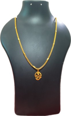 TGS GOLD COVERING Traditional Om Dollar Chain for Women & Girls 24 Inch Gold-plated Plated Copper Chain