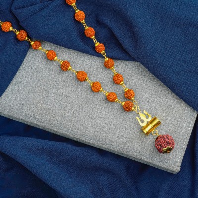 CHORIOTIS Traditional Gold Plated Mahadev Damru Trishul Rudraksha Mala For Men & Boys Beads Gold-plated Plated Alloy Chain Set