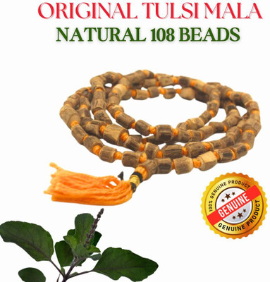 CRAFTSMALL Original TULSI MALA Natural 108 Beads+TULSI KANTHI MALA Beads Wood Necklace