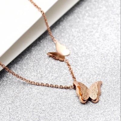 volix Butterfly Necklace Chain for Women and Girls Gold-plated Plated Brass Diamond Gold-plated Plated Brass Necklace