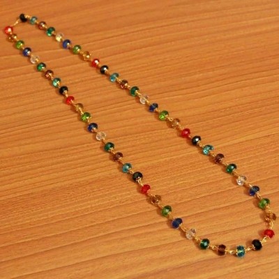 Crazy Fashion Latest Design Multicolour Cut Glass Beaded Mala Crystal Gold-plated Plated Crystal Chain