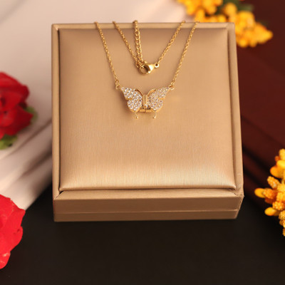 stocksy Elysian Rose Pendant for Women – Premium 18K Gold PVD Finish Gold-plated Plated Metal Chain