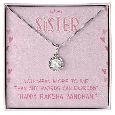 FABUNORA Unique Rakhi Gift for Sisters- 925 Pure Silver Pendant with Purity Certificate Cubic Zirconia Alloy Chain Set
