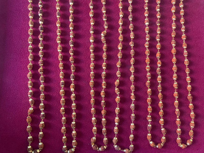 Rudraksham Gold Plated Rudraksha Mala/Chain 54+1 Beads (Set of 6) Gold-plated Plated Rudraksha Chain