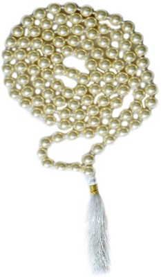 Takshila Gems Natural Pearl Mala 108+1 (7 mm) Knotted Beads Mala Lab Certified, Moti Mala Pearl Stone Necklace