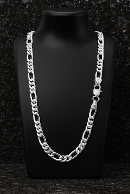 VEDARTHi silver plated white polish fancy heavy silver look alloy chain necklace 999 Silver Plated Alloy Chain