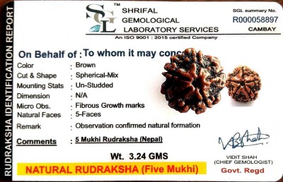 SUKHAD Nepali 5 Mukhi Rudraksha Certified Beads Wood Pendant Wood, Dori Necklace Set