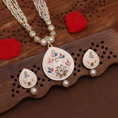 ZMS Alloy Gold-plated White Jewellery Set(Pack of 1)