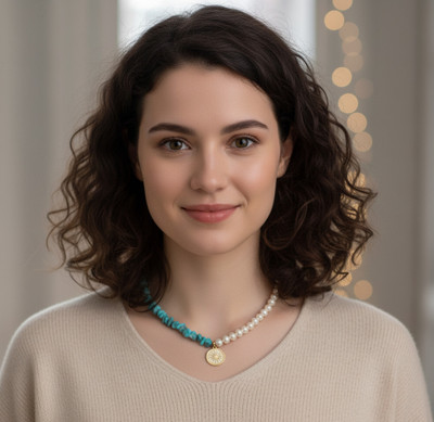 Daizy Turquoise chips statement necklace Turquoise Alloy Necklace