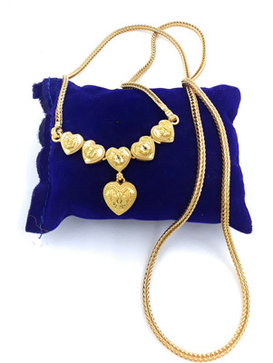 Anujeet Fashion Hub Gold Plated Covering 5 Metal Impon AD st. Long Heart Chain Dollar for Women/Girl Gold-plated Plated Copper Chain