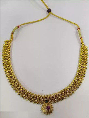 Ruhi Collection Classy Golden Colour Traditional Necklace Thushi For Girls & Women Gold-plated Plated Brass, Copper Necklace