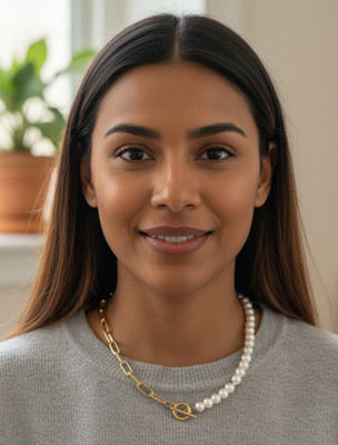 Daizy GOLD-plated and pearls SHORT necklace girls Turquoise Alloy Necklace