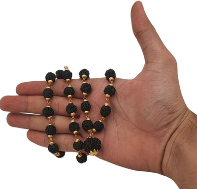 Nirvana Mukhi Most Demanded Lord Mahadev 5 Mukhi Rudraksha Mala Beads Gold-plated Plated Brass, Alloy Chain