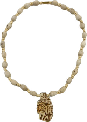 BHAKTI SHRINGAR Tulsi kanthi with Sri Radha Krishna Locket || Handmade Tulsi Beads Mala Wood Chain