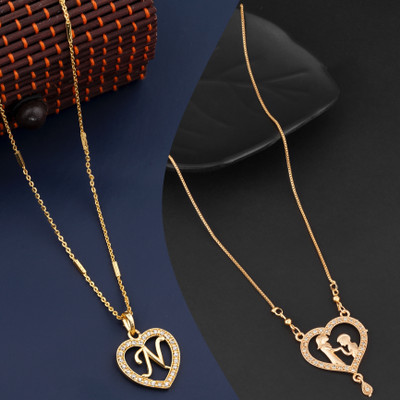 BOGHRA SALES Cubic Zirconia Gold-plated Plated Alloy Chain Set