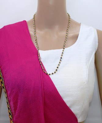 COLOUR OUR DREAMS Agate Golden Black crystal mala for Men And Women Gold-plated Plated Brass Chain