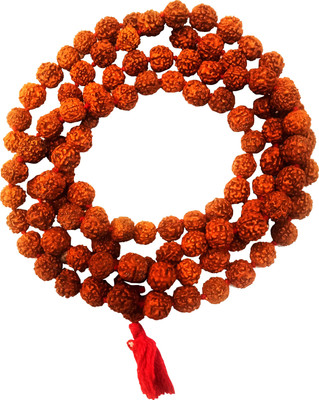 POOJA GHAR 10 mm Rudraksh Mala 108+1 Beads with Free Jaap Mala Bag Wood Chain