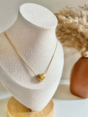 Peprika Gold Plated Stainless Steel Heart Pendent With Chain Gold-plated Stainless Steel Pendant Set