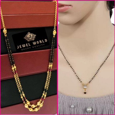 Jewel WORLD Combo Pack of 2 Tanmaniya Mangalsutra With Necklace Chain for Girls-women Cubic Zirconia Gold-plated Plated Brass, Alloy Necklace