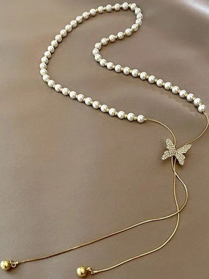 JRISSY Gold-plated Plated Alloy Butterfly Necklace Beads Gold-plated Plated Alloy Chain