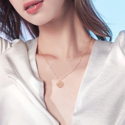 zayraa Zayraa Leaf Magnetic Necklace Luxury Magnetic Heart Gold Chain Diamond Gold-plated Plated Copper Necklace