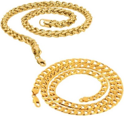 BRANDSOON Combo of 2 Gram Gold plated Chain For Boys and Man Gold-plated Plated Alloy, Stainless Steel Chain