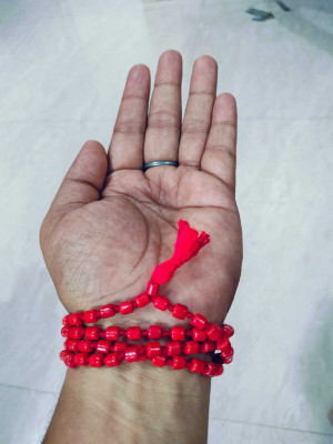 RJ BHASKAR Red Coral Mala for Jaap Only 108+1 Moonga Mala Coral Stone Chain