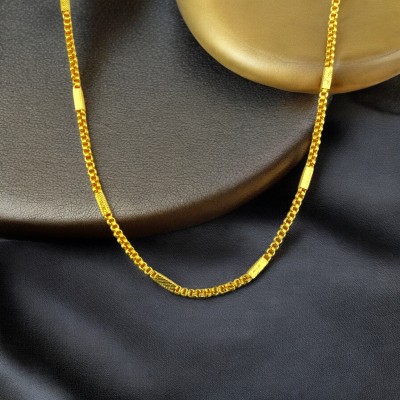 ADORNITY gold unisex chain Brick desing golden chains jewellery Gold-plated Plated Brass Chain