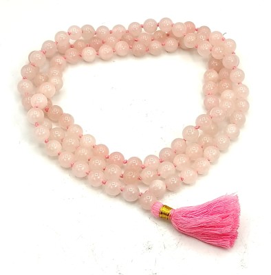 Plus Value Pink Rose Quartz 10mm Round Beads Necklace Japamala Vastu Reiki Crystal Healing Beads, Rose Quartz, Crystal Stone Necklace